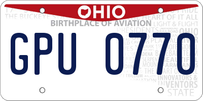 OH license plate GPU0770
