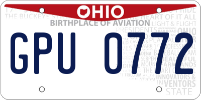 OH license plate GPU0772