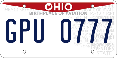 OH license plate GPU0777