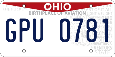 OH license plate GPU0781