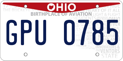 OH license plate GPU0785