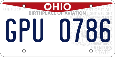 OH license plate GPU0786