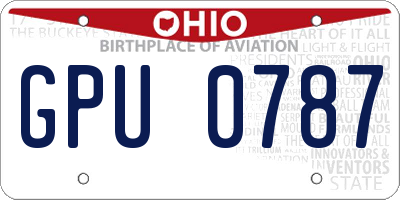 OH license plate GPU0787