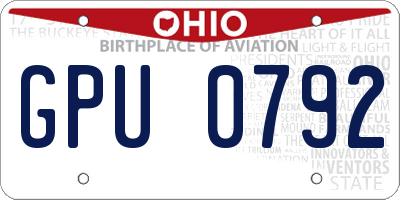 OH license plate GPU0792