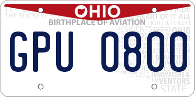 OH license plate GPU0800