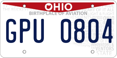 OH license plate GPU0804