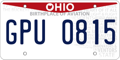 OH license plate GPU0815