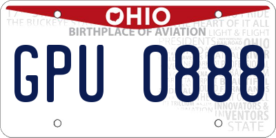 OH license plate GPU0888