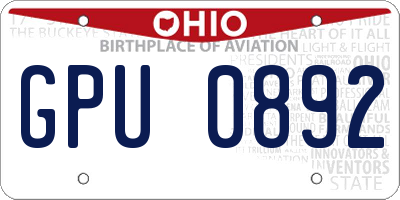 OH license plate GPU0892
