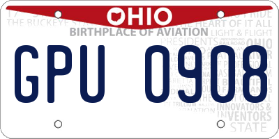 OH license plate GPU0908