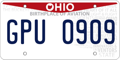 OH license plate GPU0909