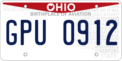 OH license plate GPU0912