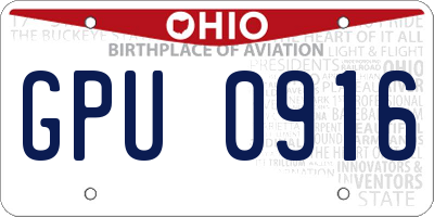 OH license plate GPU0916