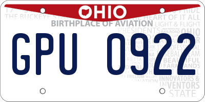 OH license plate GPU0922