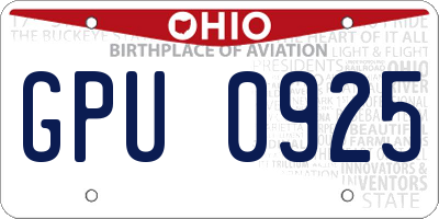 OH license plate GPU0925