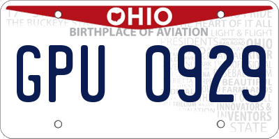 OH license plate GPU0929