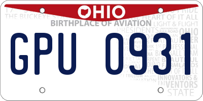 OH license plate GPU0931