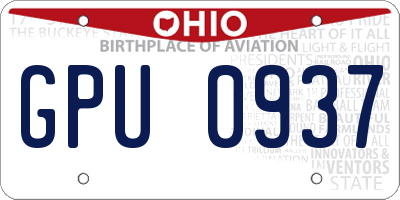 OH license plate GPU0937