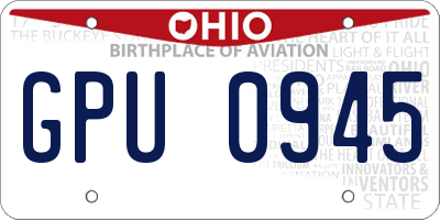 OH license plate GPU0945