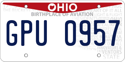 OH license plate GPU0957