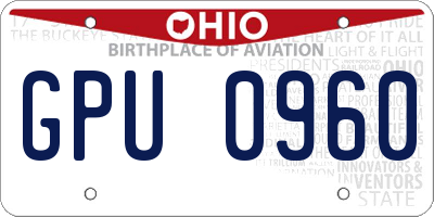 OH license plate GPU0960