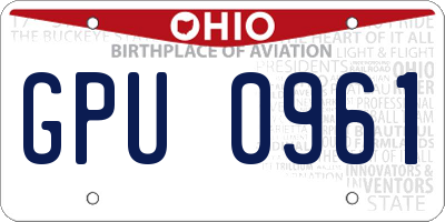 OH license plate GPU0961