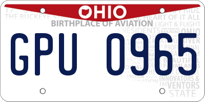 OH license plate GPU0965