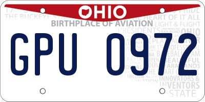 OH license plate GPU0972