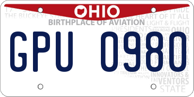 OH license plate GPU0980