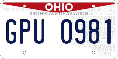 OH license plate GPU0981