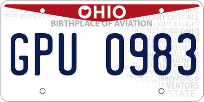 OH license plate GPU0983
