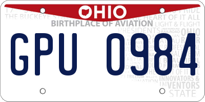 OH license plate GPU0984