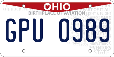 OH license plate GPU0989