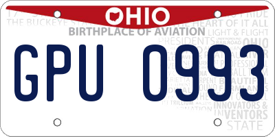 OH license plate GPU0993