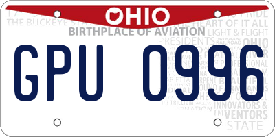 OH license plate GPU0996