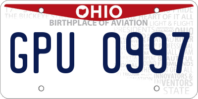 OH license plate GPU0997