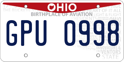 OH license plate GPU0998