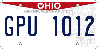 OH license plate GPU1012