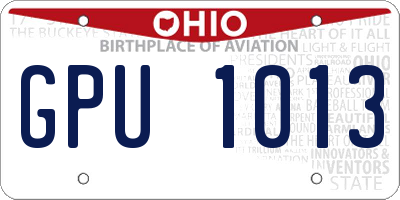 OH license plate GPU1013