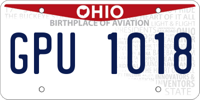 OH license plate GPU1018