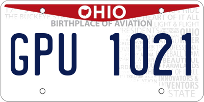 OH license plate GPU1021