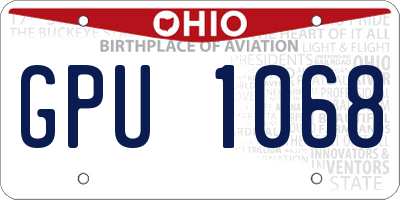 OH license plate GPU1068