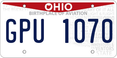 OH license plate GPU1070