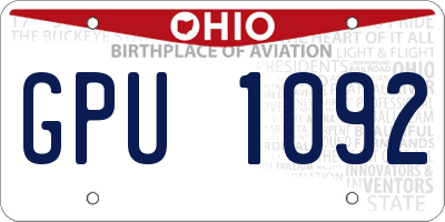 OH license plate GPU1092
