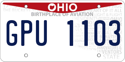 OH license plate GPU1103