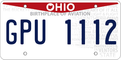 OH license plate GPU1112