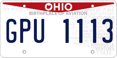 OH license plate GPU1113