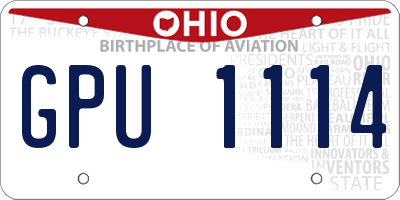 OH license plate GPU1114