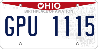 OH license plate GPU1115