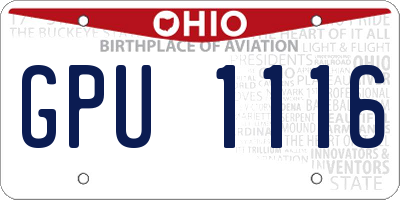 OH license plate GPU1116